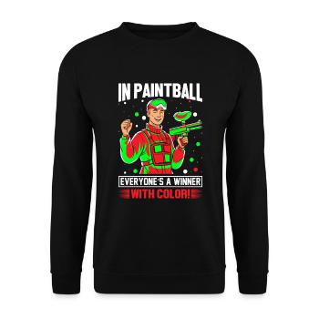 In paintball, everyone’s a winner – with color! - Unisex Sweatshirt - black - Front - Alina (178cm) & Michal (187cm)