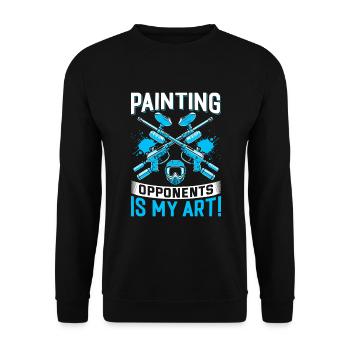 Gegner zu bemalen ist meine Kunst! - Unisex Pullover - Schwarz - Vorne - Alina (178cm) & Michal (187cm)