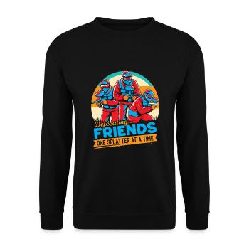 Defeating friends, one splatter at a time. - Unisex Sweatshirt - black - Front - Alina (178cm) & Michal (187cm)