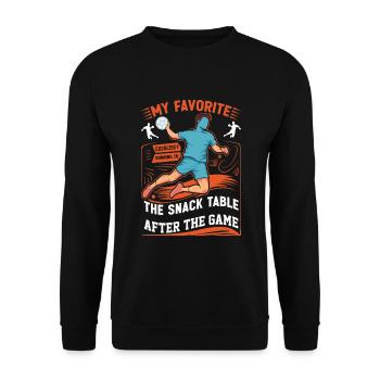 Meine Lieblingsübung? Laufen zum Snacktisch a - Unisex Pullover - Schwarz - Vorne - Alina (178cm) & Michal (187cm)