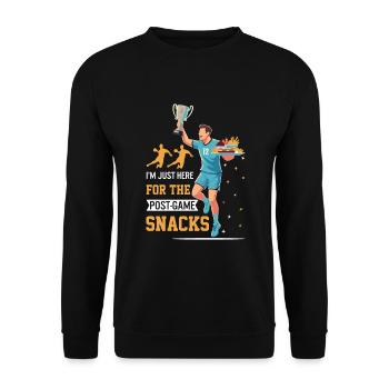 I’m just here for the post-game snacks! - Unisex Sweatshirt - black - Front - Alina (178cm) & Michal (187cm)