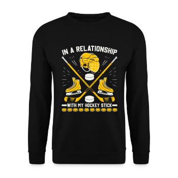 Dans une relation avec mon bâton de hockey. - Sweat-shirt Unisexe - noir - Devant - Alina (178cm) & Michal (187cm)
