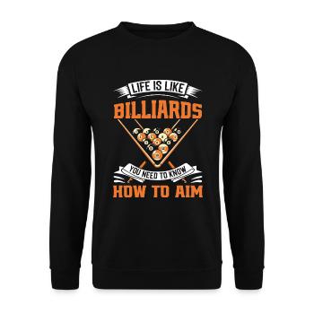 Das Leben ist wie Billard: Du musst wissen, wie man KI macht - Unisex Pullover - Schwarz - Vorne - Alina (178cm) & Michal (187cm)