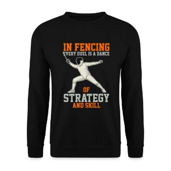 En escrime, chaque duel est une danse de stratégie et de - Sweat-shirt Unisexe - noir - Devant - Alina (178cm) & Michal (187cm)