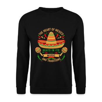 Das Herz Mexikos schlägt in seiner Musik, seinem Essen und seiner - Unisex Pullover - Schwarz - Vorne - Alina (178cm) & Michal (187cm)