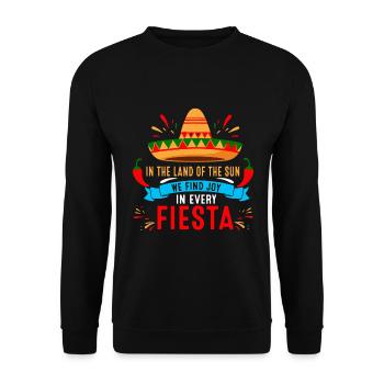 Im Land der Sonne finden wir Freude an jedem Fiest - Unisex Pullover - Schwarz - Vorne - Alina (178cm) & Michal (187cm)
