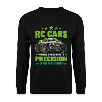 RC cars: Where speed meets precision and passion. - Unisex Sweatshirt - black - Front - Alina (178cm) & Michal (187cm)