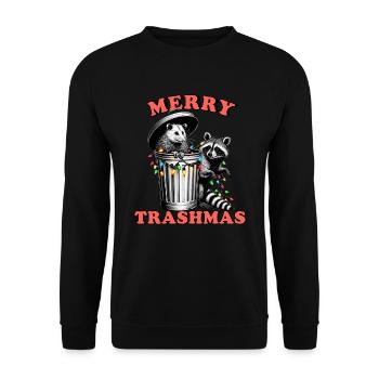 Merry Trashmas, raccoon and possum - Unisex Sweatshirt - black - Front - Alina (178cm) & Michal (187cm)