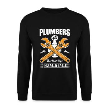 Klempner: Das wahre Pipe-Dream-Team - Unisex Pullover - Schwarz - Vorne - Alina (178cm) & Michal (187cm)