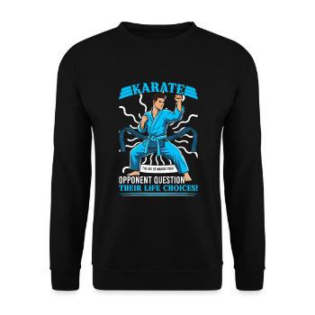Karate: Die Kunst, den Gegner zum Hinterfragen zu bringen - Unisex Pullover - Schwarz - Vorne - Alina (178cm) & Michal (187cm)