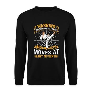 Warning: May spontaneously break into karate moves - Unisex Sweatshirt - black - Front - Alina (178cm) & Michal (187cm)