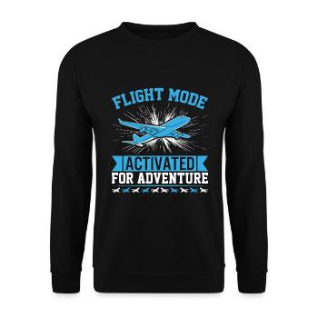Flight mode: Activated for adventure! - Unisex Sweatshirt - black - Front - Alina (178cm) & Michal (187cm)