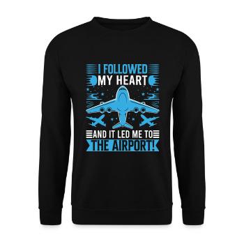 J’ai suivi mon cœur, et il m’a conduit à l’aéroport ! - Sweat-shirt Unisexe - noir - Devant - Alina (178cm) & Michal (187cm)