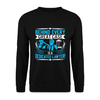 Derrière chaque grande affaire se cache un avocat dévoué ! - Sweat-shirt Unisexe - noir - Devant - Alina (178cm) & Michal (187cm)
