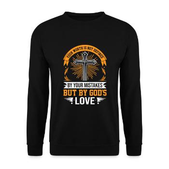 Dein Wert wird nicht durch deine Fehler definiert, sondern durch - Unisex Pullover - Schwarz - Vorne - Alina (178cm) & Michal (187cm)