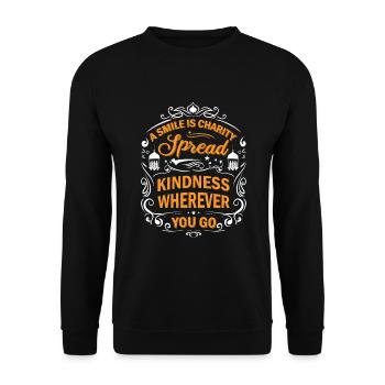 Le sourire, c’est la charité ; Répandez la gentillesse partout où vous g - Sweat-shirt Unisexe - noir - Devant - Alina (178cm) & Michal (187cm)