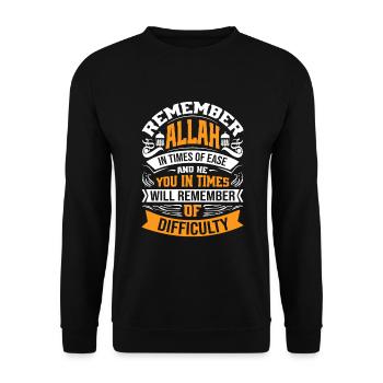 Souvenez-vous d’Allah dans les moments de facilité et Il se souviendra - Sweat-shirt Unisexe - noir - Devant - Alina (178cm) & Michal (187cm)