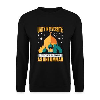 Unity in diversity: Together we stand as one Ummah - Unisex Sweatshirt - black - Front - Alina (178cm) & Michal (187cm)