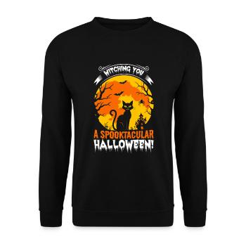 Hexen Sie ein gruseliges Halloween! - Unisex Pullover - Schwarz - Vorne - Alina (178cm) & Michal (187cm)