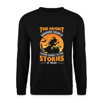 La nuit murmure des secrets ; écouter attentivement le - Sweat-shirt Unisexe - noir - Devant - Alina (178cm) & Michal (187cm)