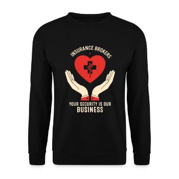Versicherungsmakler: Ihre Sicherheit ist unser Geschäft. - Unisex Pullover - Schwarz - Vorne - Alina (178cm) & Michal (187cm)