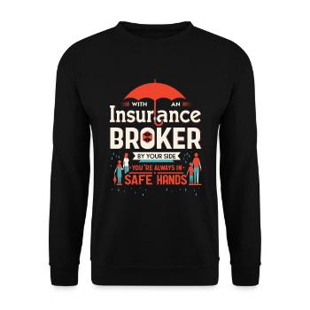 Mit einem Versicherungsmakler an Ihrer Seite sind Sie immer - Unisex Pullover - Schwarz - Vorne - Alina (178cm) & Michal (187cm)