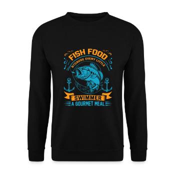 Nourriture pour poissons : Parce que chaque petit nageur mérite un - Sweat-shirt Unisexe - noir - Devant - Alina (178cm) & Michal (187cm)
