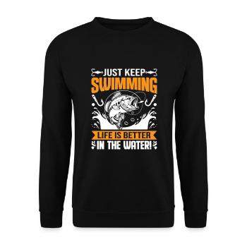 Continuez à nager, la vie est meilleure dans l’eau ! - Sweat-shirt Unisexe - noir - Devant - Alina (178cm) & Michal (187cm)