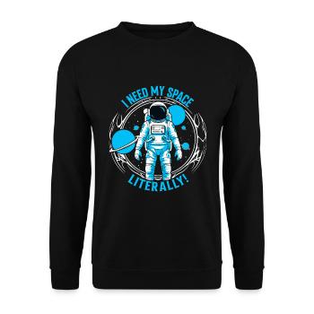 Ich brauche meinen Freiraum – im wahrsten Sinne des Wortes! - Unisex Pullover - Schwarz - Vorne - Alina (178cm) & Michal (187cm)