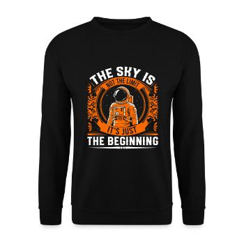 Der Himmel ist nicht die Grenze; Es ist erst der Anfang. - Unisex Pullover - Schwarz - Vorne - Alina (178cm) & Michal (187cm)