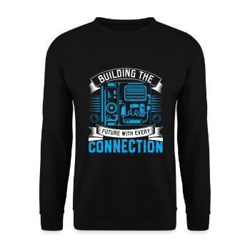 Mit jeder Verbindung die Zukunft gestalten. - Unisex Pullover - Schwarz - Vorne - Alina (178cm) & Michal (187cm)