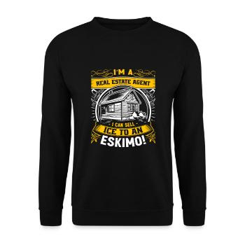 I’m a real estate agent – I can sell - Unisex Sweatshirt - black - Front - Alina (178cm) & Michal (187cm)