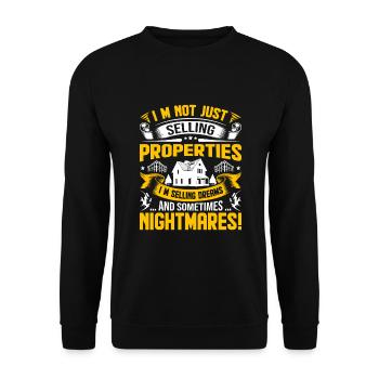 Je ne vends pas seulement des propriétés ; Je vends du rêve - Sweat-shirt Unisexe - noir - Devant - Alina (178cm) & Michal (187cm)