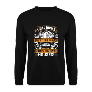 Je vends des maisons, mais ma vraie passion est de trouver le - Sweat-shirt Unisexe - noir - Devant - Alina (178cm) & Michal (187cm)