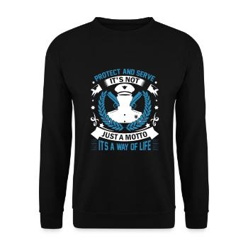 Protéger et servir : ce n’est pas seulement une devise, c’est un - Sweat-shirt Unisexe - noir - Devant - Alina (178cm) & Michal (187cm)