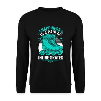 Happiness is a pair of inline skates. - Unisex Sweatshirt - black - Front - Alina (178cm) & Michal (187cm)