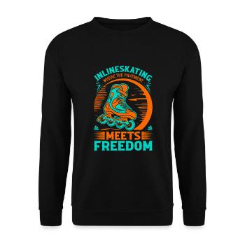 Inlineskating: Where the pavement meets freedom. - Unisex Sweatshirt - black - Front - Alina (178cm) & Michal (187cm)
