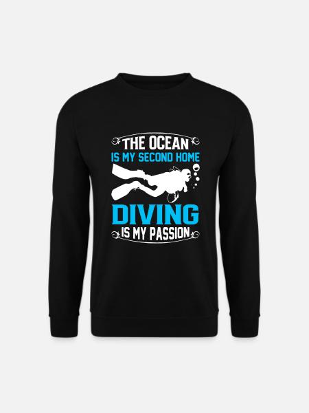 Der Ozean ist meine zweite Heimat; Tauchen ist meine Leidenschaft. - Unisex Pullover - Schwarz