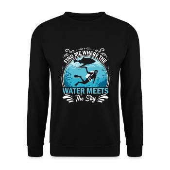 Trouve-moi là où l’eau rencontre le ciel. - Sweat-shirt Unisexe - noir - Devant - Alina (178cm) & Michal (187cm)