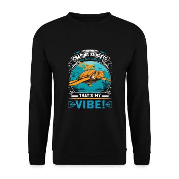 Chasing sunsets and sea turtles – that’s my vibe! - Unisex Sweatshirt - black - Front - Alina (178cm) & Michal (187cm)