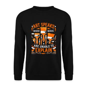 L’art parle là où les mots ne peuvent pas expliquer. - Sweat-shirt Unisexe - noir - Devant - Alina (178cm) & Michal (187cm)