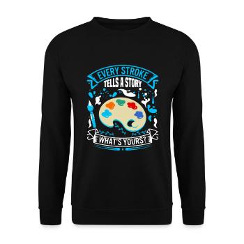 Chaque trait raconte une histoire ; Quel est le vôtre ? - Sweat-shirt Unisexe - noir - Devant - Alina (178cm) & Michal (187cm)