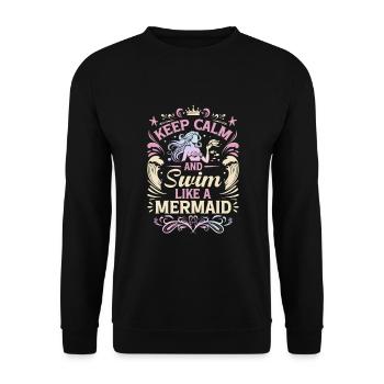 Keep calm and swim like a mermaid. - Unisex Sweatshirt - black - Front - Alina (178cm) & Michal (187cm)