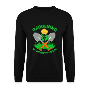 Jardinage : Ma thérapie avec la terre. - Sweat-shirt Unisexe - noir - Devant - Alina (178cm) & Michal (187cm)