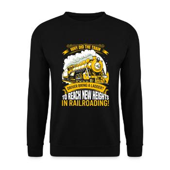 Warum hat der Lokführer eine Leiter mitgebracht? Zu erreichen - Unisex Pullover - Schwarz - Vorne - Alina (178cm) & Michal (187cm)