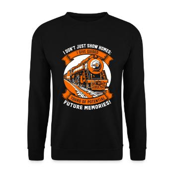 Ich zeige nicht nur Häuser; Ich gebe geführte Touren durch Po. - Unisex Pullover - Schwarz - Vorne - Alina (178cm) & Michal (187cm)