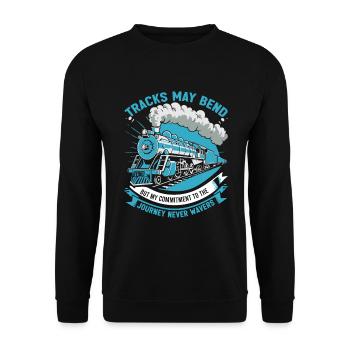 Gleise mögen sich biegen, aber mein Engagement für die Reise - Unisex Pullover - Schwarz - Vorne - Alina (178cm) & Michal (187cm)