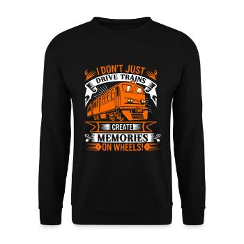 Ich fahre nicht nur Züge; Ich erschaffe Erinnerungen auf - Unisex Pullover - Schwarz - Vorne - Alina (178cm) & Michal (187cm)