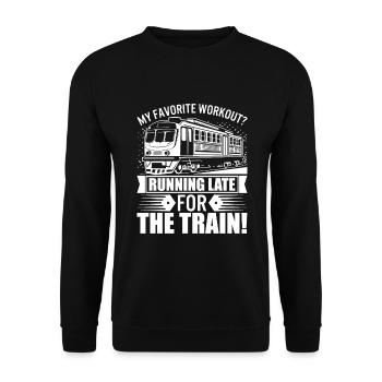 Mein Lieblingstraining? Zu spät zum Zug! - Unisex Pullover - Schwarz - Vorne - Alina (178cm) & Michal (187cm)