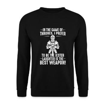 In the game, I prefer to be the jester - Unisex Sweatshirt - black - Front - Alina (178cm) & Michal (187cm)